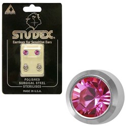 Birthstone Studs - Reg Bezel S/S - October / Rose